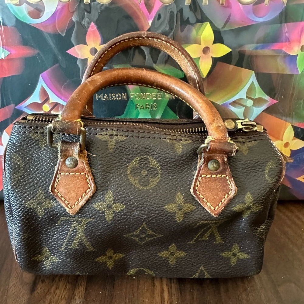 LV Nano Speedy Crossbody Bag Monogram Leather LV Mini Purse, Strap & Dust Cover​ - Picture 2 of 11